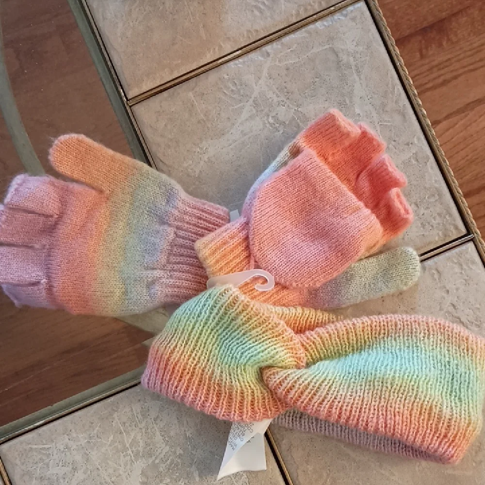 Falls Creek Kids Rainbow Mittens and Headband Set